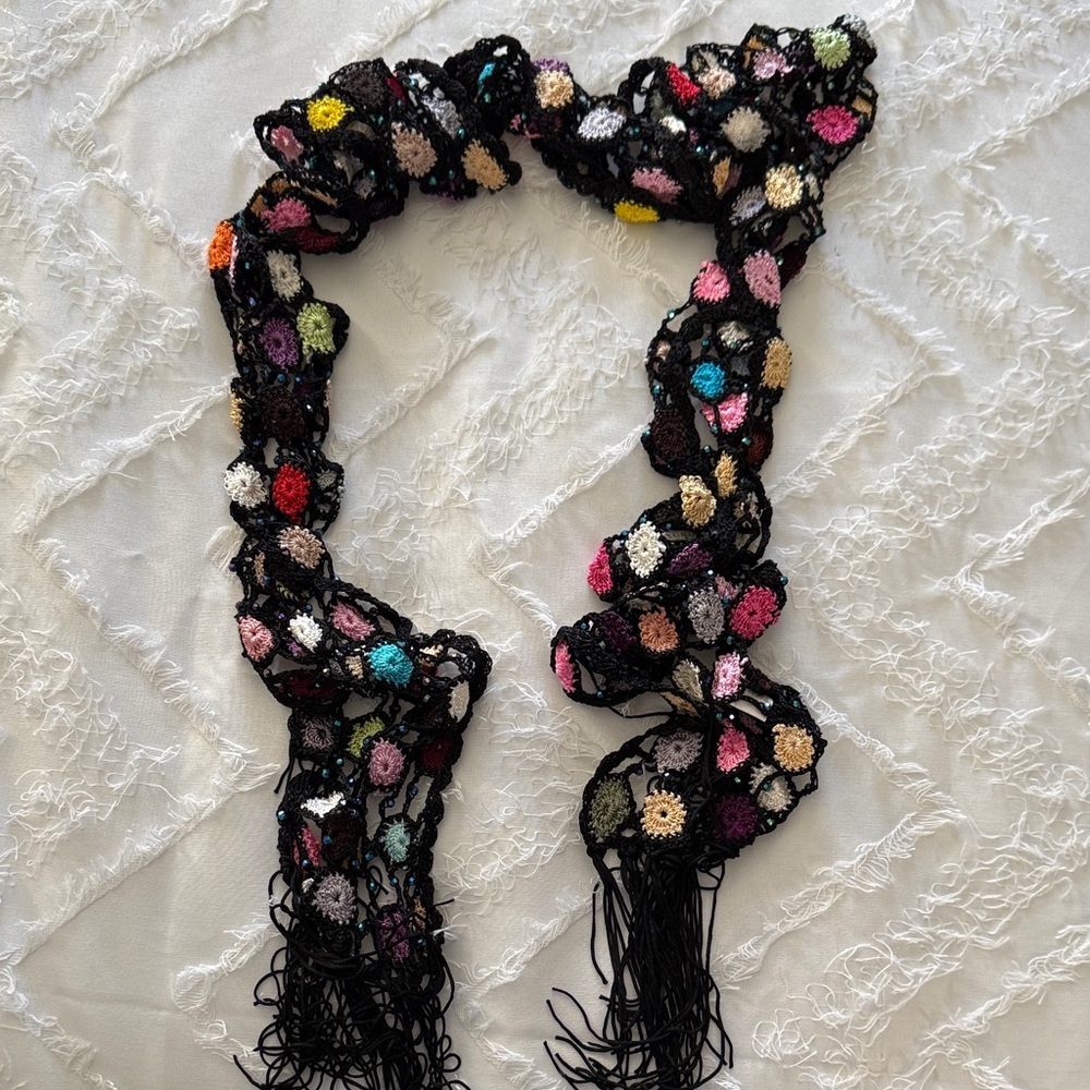 Colorful Crochet Floral Scarf